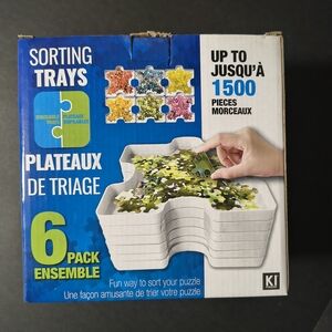 KI Puzzles Sorting Trays 6-Pack White Puzzle Piece Organizers